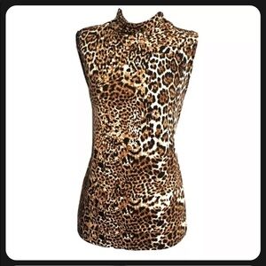 🆕 April leopard high neck sleeveless stretchy top